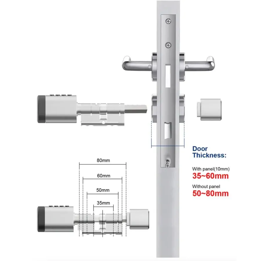 PES Cylinder Silver 35х35 мм кодовый смарт-цилиндр для замка PES Cylinder Silver 35х35 мм кодовый смарт-цилиндр для замка