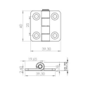 Накладная петля шарнирная из стали RZ 420-2-V1, 40х40 мм.