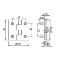 Петля дверная шарнирная RZ 424-V3, 40х40 мм