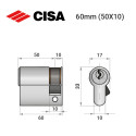 Цилиндр половинка CISA ASIX P8 60 (50*10) никель матовый 3 ключа Цилиндр половинка CISA ASIX P8 60 (50*10) никель матовый 3 ключа