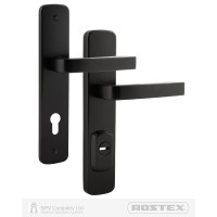 Ручки с броненакладкой ROSTEX ASTRA R 72мм mov-mov DIN PLATE 38-55мм 3клас BLACK_MAT Ручки с броненакладкой ROSTEX ASTRA R 72мм mov-mov DIN PLATE 38-55мм 3клас BLACK_MAT