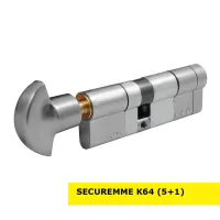 Цилиндр замка Securemme K64 ключ-тумблер (мат хром) Цилиндр замка Securemme K64 ключ-тумблер (мат хром)