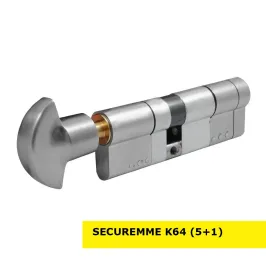 Цилиндр замка Securemme K64 ключ-тумблер (мат хром)