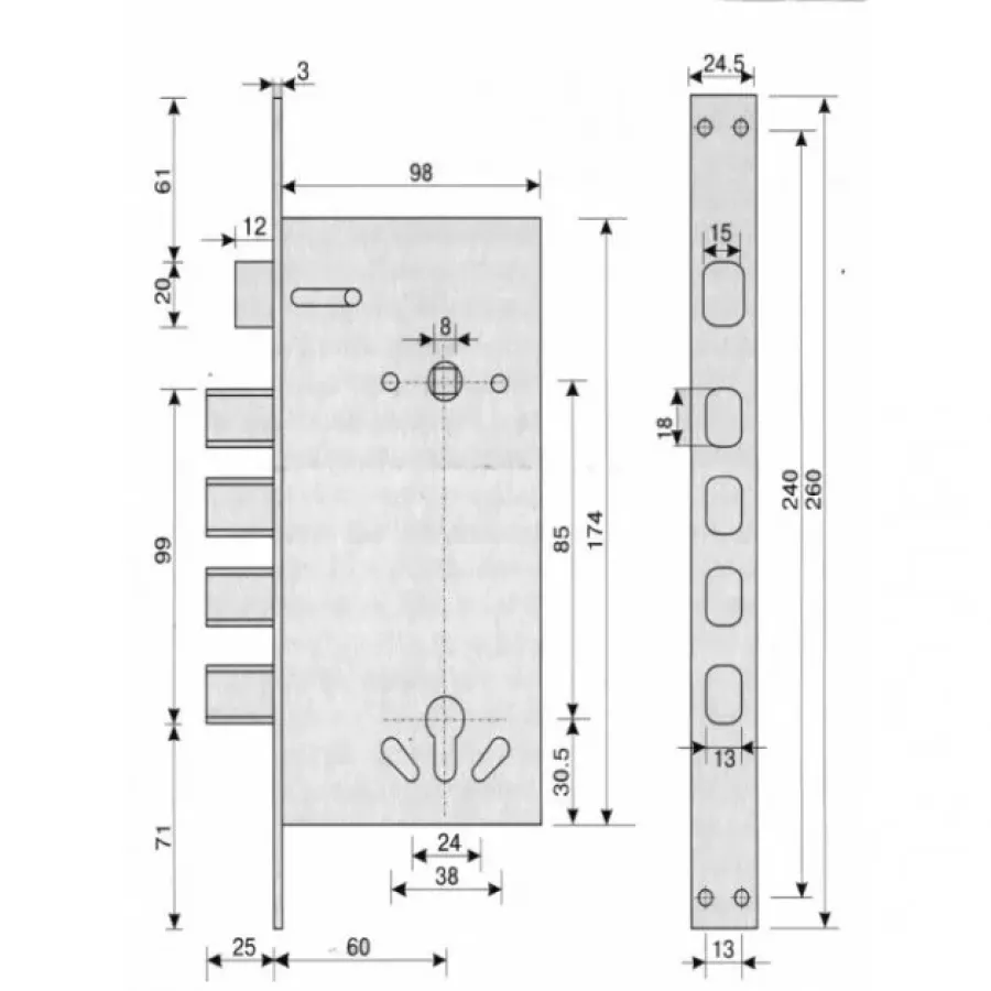 Замок врезной Apecs T-05-CR Замок врезной Apecs T-05-CR