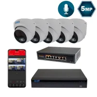 Комплект видеонаблюдения на 5 купольных 5 Мп IP-камеры SEVEN IP-7215W5-5MP