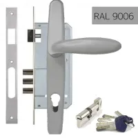 Замок Kale 152-3MR с ручкой RAL 9006 [серый металик] (комплект)