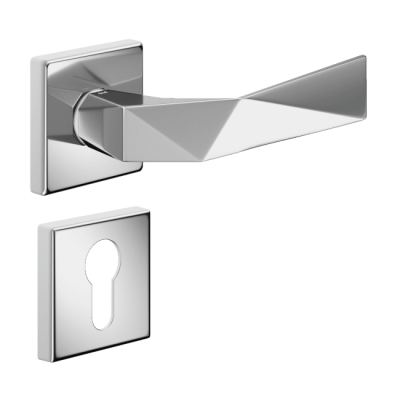 Ручка DND LUXURY 02, VIS квадрат с накладкой под цилиндр, хром (к-т) Ручка DND LUXURY 02, VIS квадрат с накладкой под цилиндр, хром (к-т)