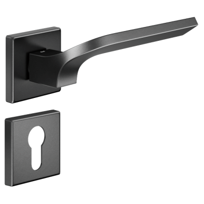 Ручка DND JOY 02, VIS-квадрат с накладкой под цилиндр, антрацит (к-т) Ручка DND JOY 02, VIS-квадрат с накладкой под цилиндр, антрацит (к-т)