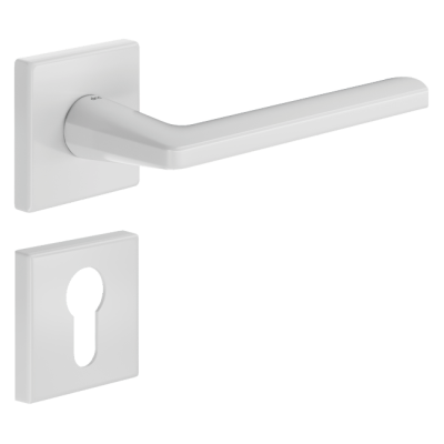 Ручка DND LUCE P 02, VIS квадрат с накладкой под цилиндр, белый (к-т) Ручка DND LUCE P 02, VIS квадрат с накладкой под цилиндр, белый (к-т)