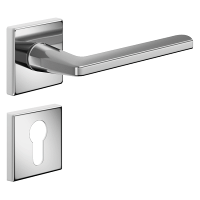 Ручка DND LUCE P02, VIS-квадрат с накладкой под цилиндр, хром (к-т) Ручка DND LUCE P02, VIS-квадрат с накладкой под цилиндр, хром (к-т)
