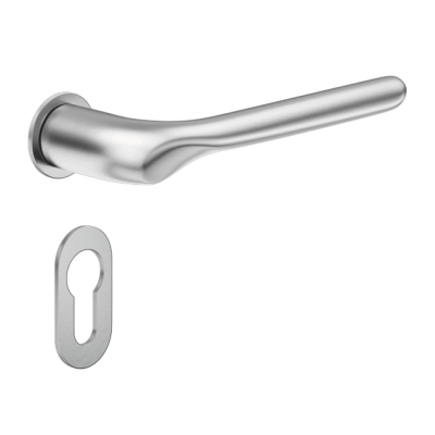 Ручка DND CHOP, Unico с накладкой под цилиндр, матовый хром (к-т) Ручка DND CHOP, Unico с накладкой под цилиндр, матовый хром (к-т)